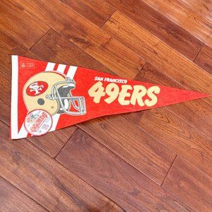 12"x 30" 1980s San Francisco 49ers NFL Football Pennant & NFC Champions Pin lot